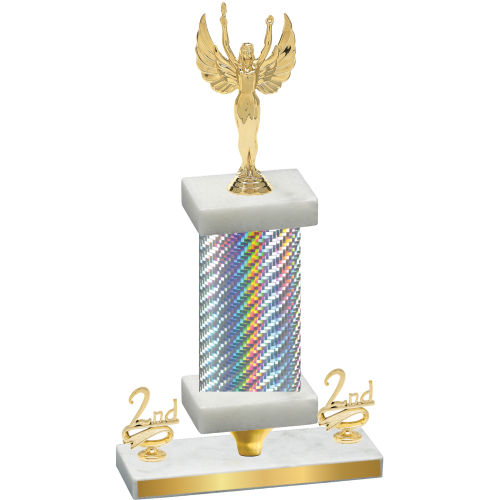 Premium Single Silver Carbon Fiber Second Place Victory Trophy