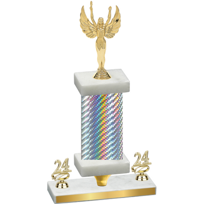 Premium Single Silver Carbon Fiber Year Victory Trophy