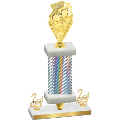 Premium Single Silver Carbon Fiber Second Place Pickleball Trophy