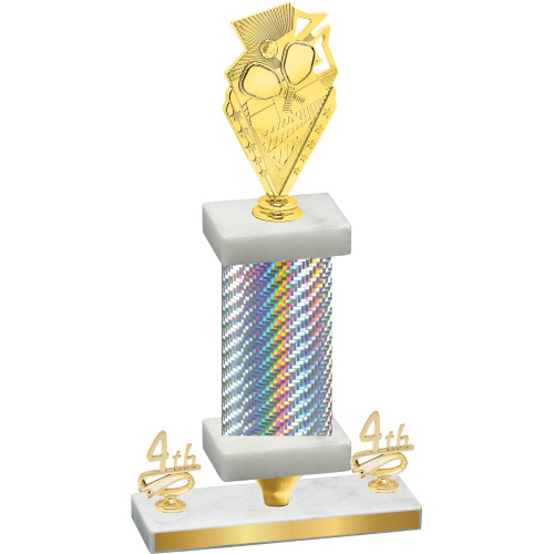 Premium Single Silver Carbon Fiber Fourth Place Pickleball Trophy