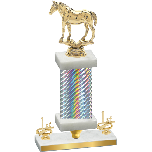 Premium Single Silver Carbon Fiber First Place Horses Trophy