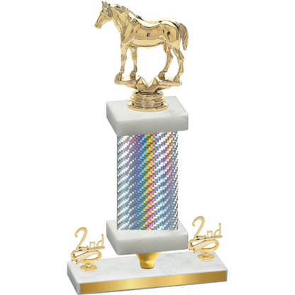 Premium Single Silver Carbon Fiber Second Place Horses Trophy