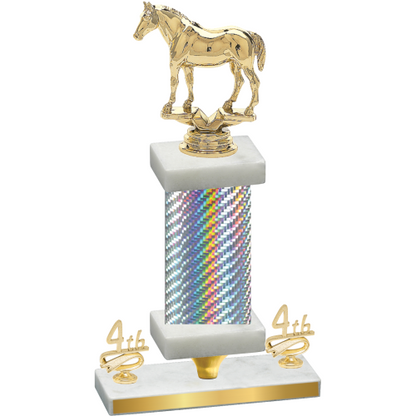 Premium Single Silver Carbon Fiber Fourth Place Horses Trophy