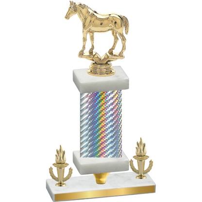 Premium Single Silver Carbon Fiber Victory Horses Trophy