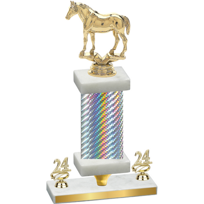 Premium Single Silver Carbon Fiber Year Horses Trophy