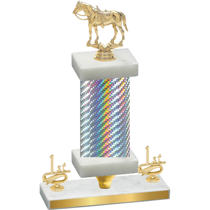 Premium Single Silver Carbon Fiber First Place Horses Trophy