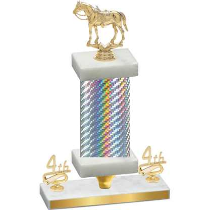 Premium Single Silver Carbon Fiber Fourth Place Horses Trophy