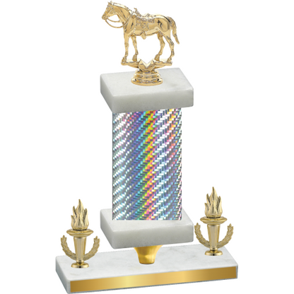 Premium Single Silver Carbon Fiber Victory Horses Trophy