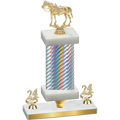 Premium Single Silver Carbon Fiber Year Horses Trophy