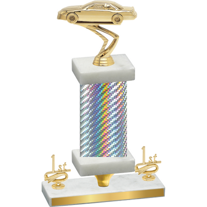 Premium Single Silver Carbon Fiber First Place Cars Trophy