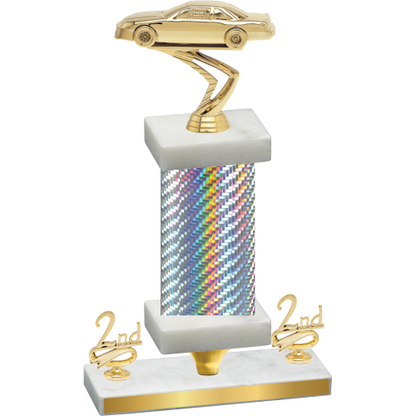 Premium Single Silver Carbon Fiber Second Place Cars Trophy