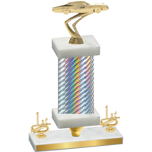 Premium Single Silver Carbon Fiber First Place Cars Trophy