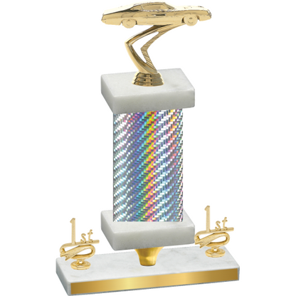 Premium Single Silver Carbon Fiber First Place Cars Trophy