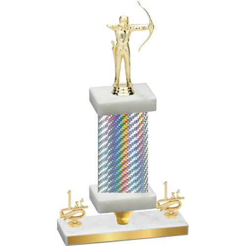 Premium Single Silver Carbon Fiber First Place Archery Trophy