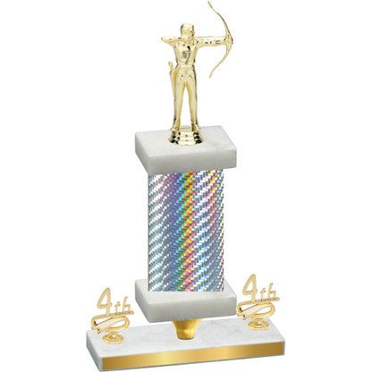 Premium Single Silver Carbon Fiber Fourth Place Archery Trophy