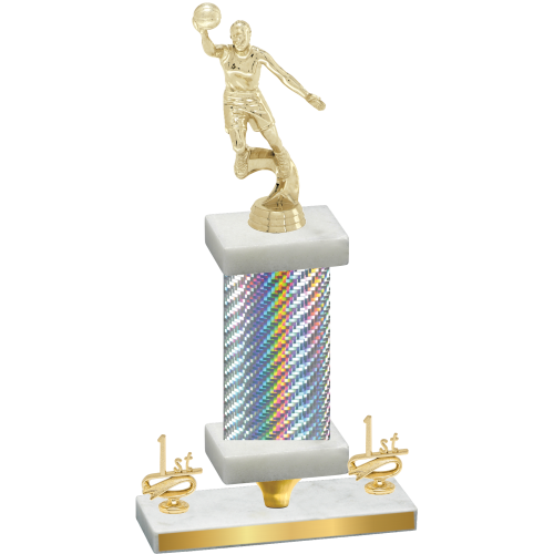 Premium Single Silver Carbon Fiber First Place Basketball Trophy