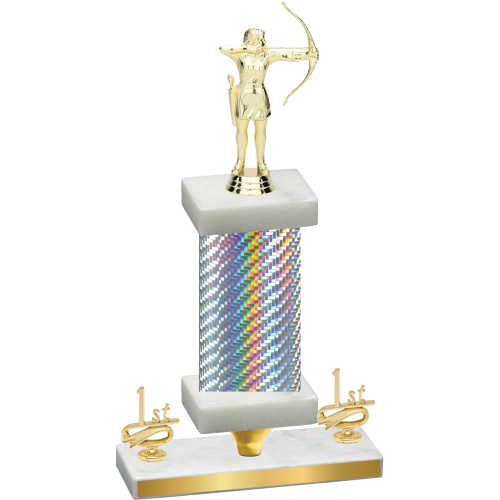 Premium Single Silver Carbon Fiber First Place Archery Trophy