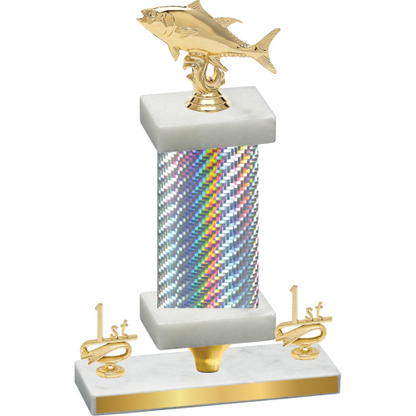 Premium Single Silver Carbon Fiber First Place Fishing Trophy