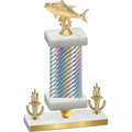 Premium Single Silver Carbon Fiber Victory Fishing Trophy