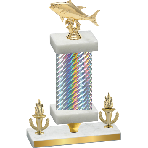 Premium Single Silver Carbon Fiber Victory Fishing Trophy