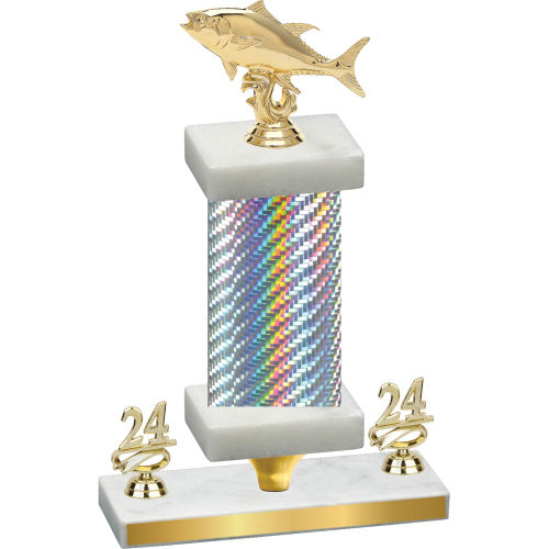 Premium Single Silver Carbon Fiber Year Fishing Trophy