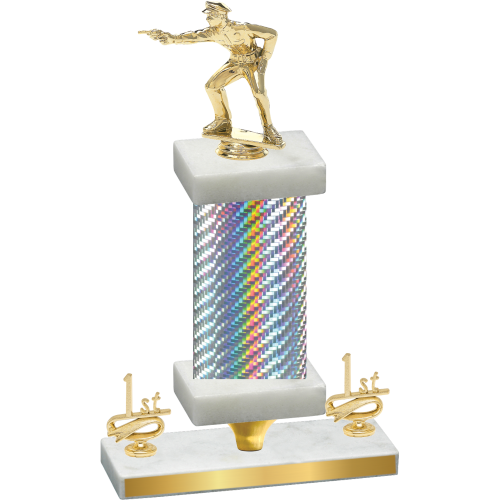 Premium Single Silver Carbon Fiber First Place Shooter Trophy