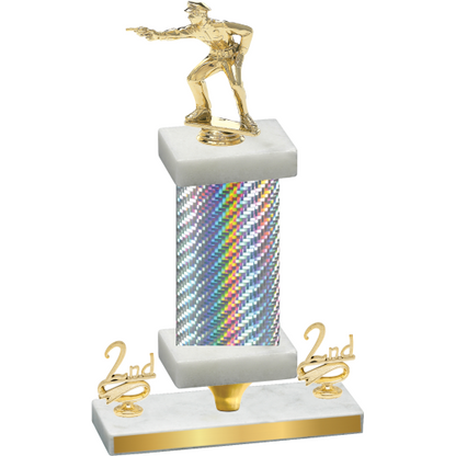 Premium Single Silver Carbon Fiber Second Place Shooter Trophy