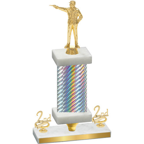 Premium Single Silver Carbon Fiber Second Place Shooter Trophy