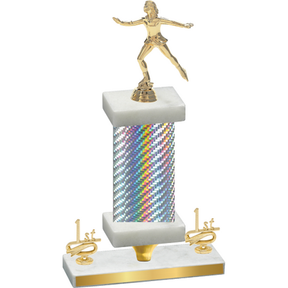 Premium Single Silver Carbon Fiber First Place Skater Trophy