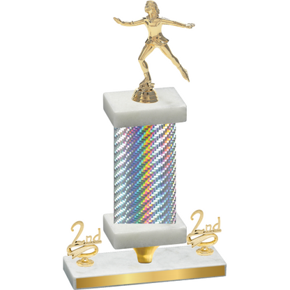 Premium Single Silver Carbon Fiber Second Place Skater Trophy