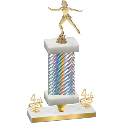 Premium Single Silver Carbon Fiber Fourth Place Skater Trophy