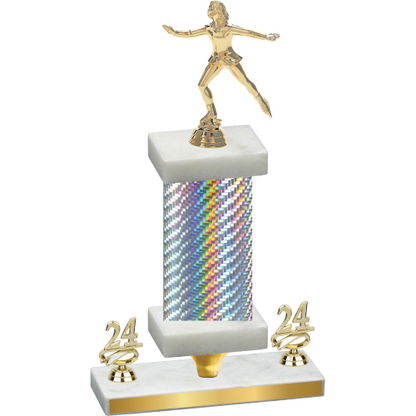 Premium Single Silver Carbon Fiber Year Skater Trophy