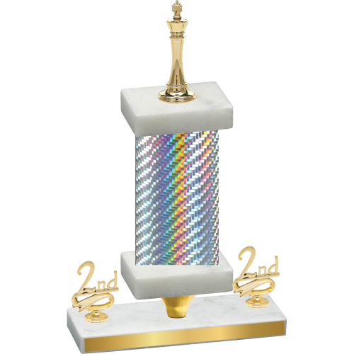 Premium Single Silver Carbon Fiber Second Place Chess Trophy