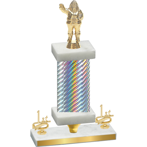 Premium Single Silver Carbon Fiber First Place Holiday Trophy