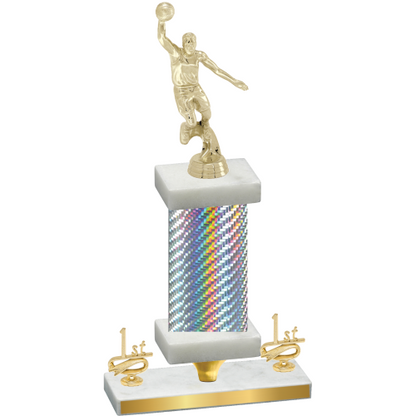 Premium Single Silver Carbon Fiber First Place Basketball Trophy