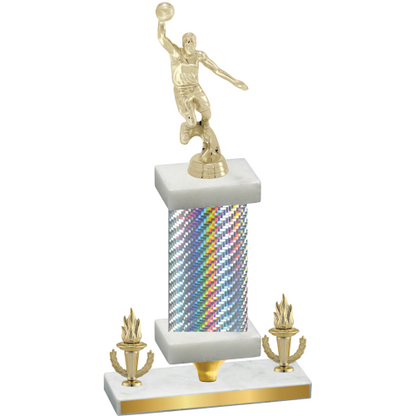 Premium Single Silver Carbon Fiber Victory Basketball Trophy