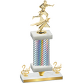 Premium Single Silver Carbon Fiber Second Place Flag Football Trophy