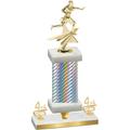 Premium Single Silver Carbon Fiber Fourth Place Flag Football Trophy