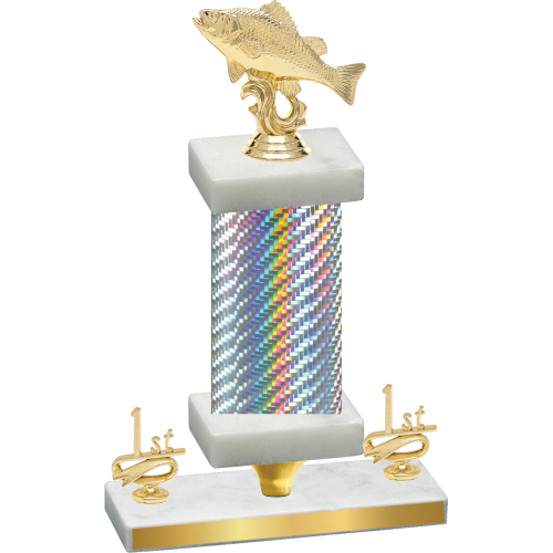Premium Single Silver Carbon Fiber First Place Fishing Trophy