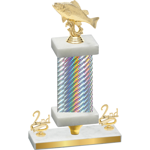 Premium Single Silver Carbon Fiber Second Place Fishing Trophy