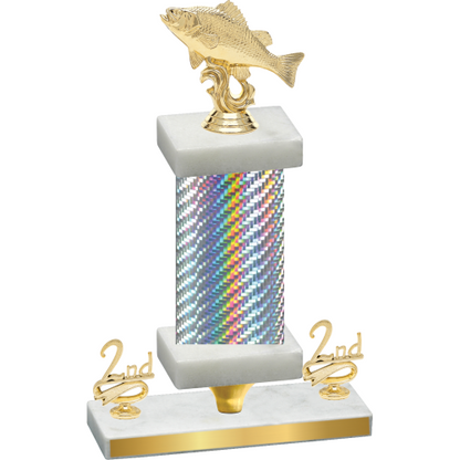 Premium Single Silver Carbon Fiber Second Place Fishing Trophy