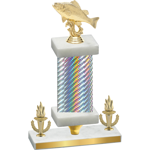 Premium Single Silver Carbon Fiber Victory Fishing Trophy