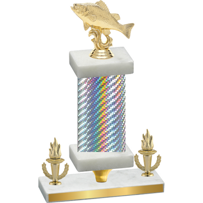 Premium Single Silver Carbon Fiber Victory Fishing Trophy