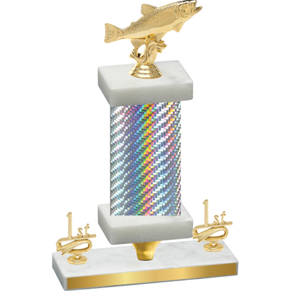 Premium Single Silver Carbon Fiber First Place Fishing Trophy