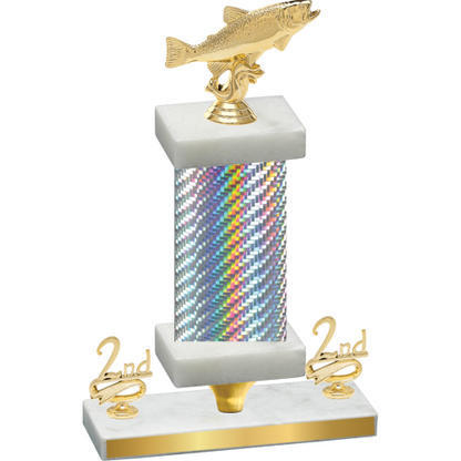 Premium Single Silver Carbon Fiber Second Place Fishing Trophy