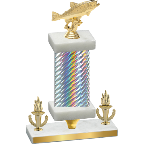 Premium Single Silver Carbon Fiber Victory Fishing Trophy