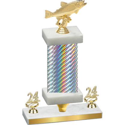 Premium Single Silver Carbon Fiber Year Fishing Trophy