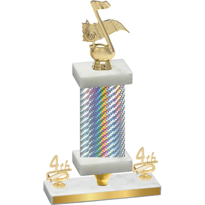 Premium Single Silver Carbon Fiber Fourth Place Music Trophy