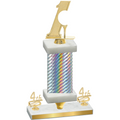 Premium Single Silver Carbon Fiber Fourth Place Golf Trophy