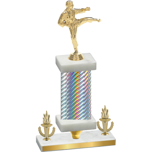 Premium Single Silver Carbon Fiber Victory Karate Trophy